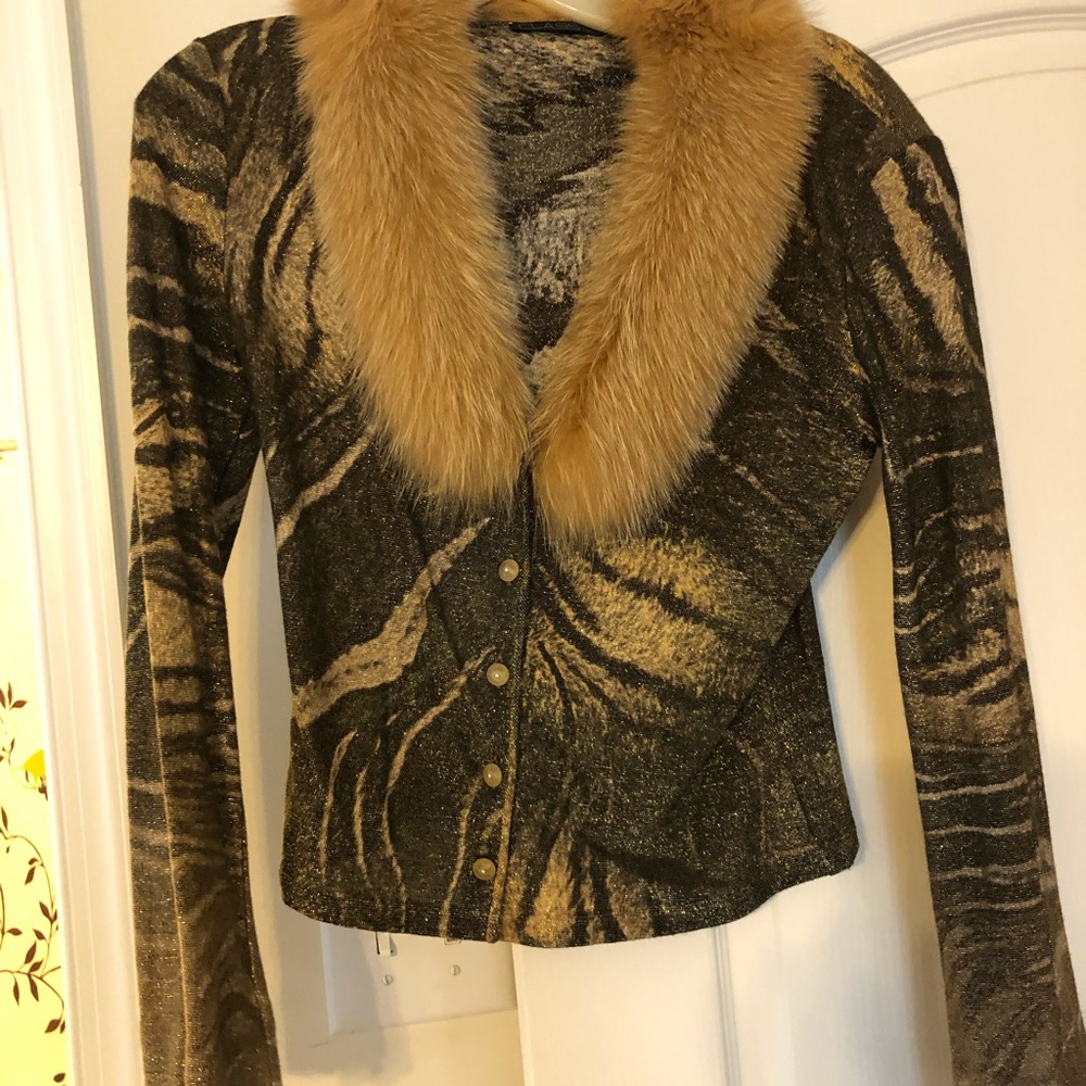 Class Roberto Cavalli Fur Neck Blouse